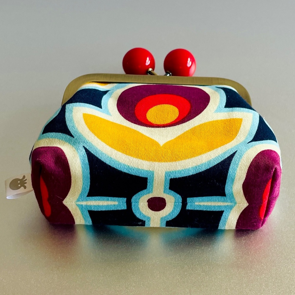 Handmade Gamaguchi Style Coin Purse - Atomic Floral Pop Art Print - Picture 5 of 9